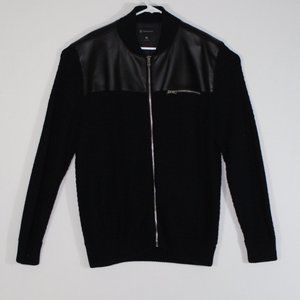 INC International Concepts Mens Jacket Black Wool Blend Faux Leather Size XL